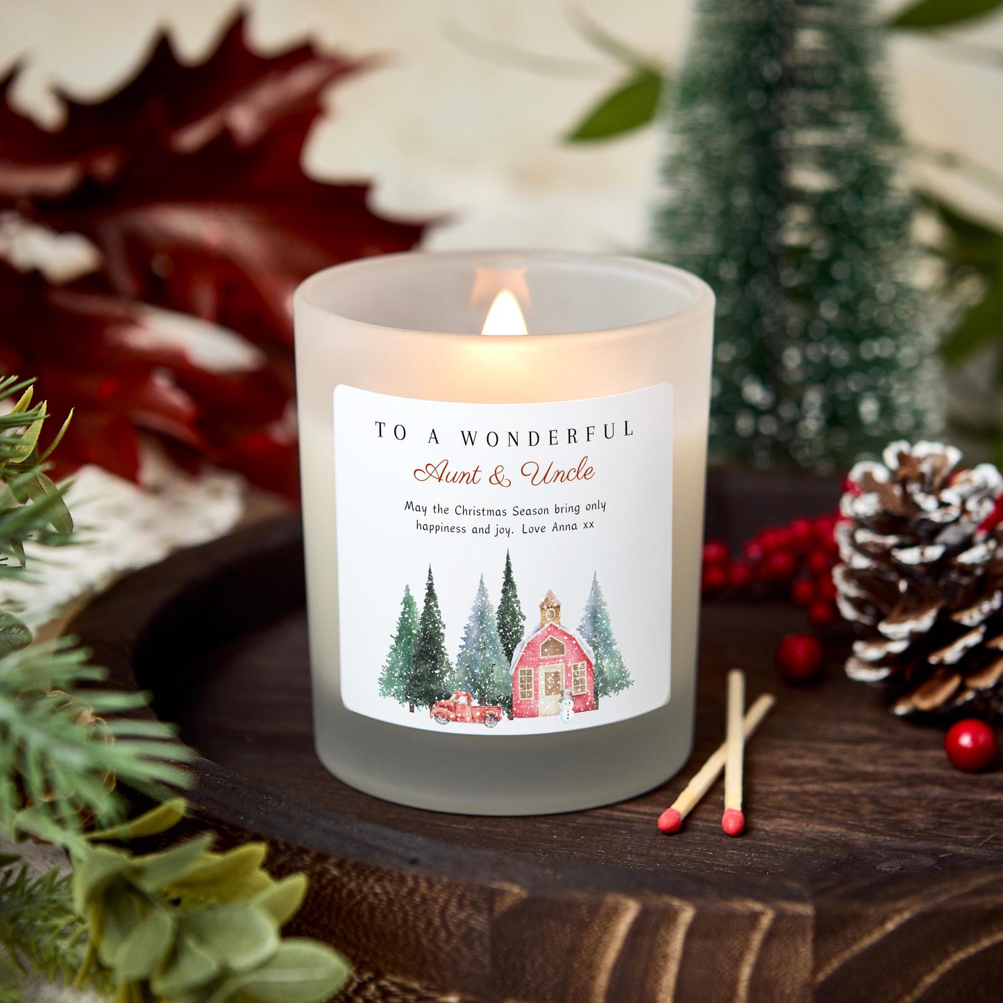 Christmas Candle Gift for Aunt and Uncle, Merry Christmas Personalised Candle Present for Wonderful Auntie & Uncle, Christmas Eve Present