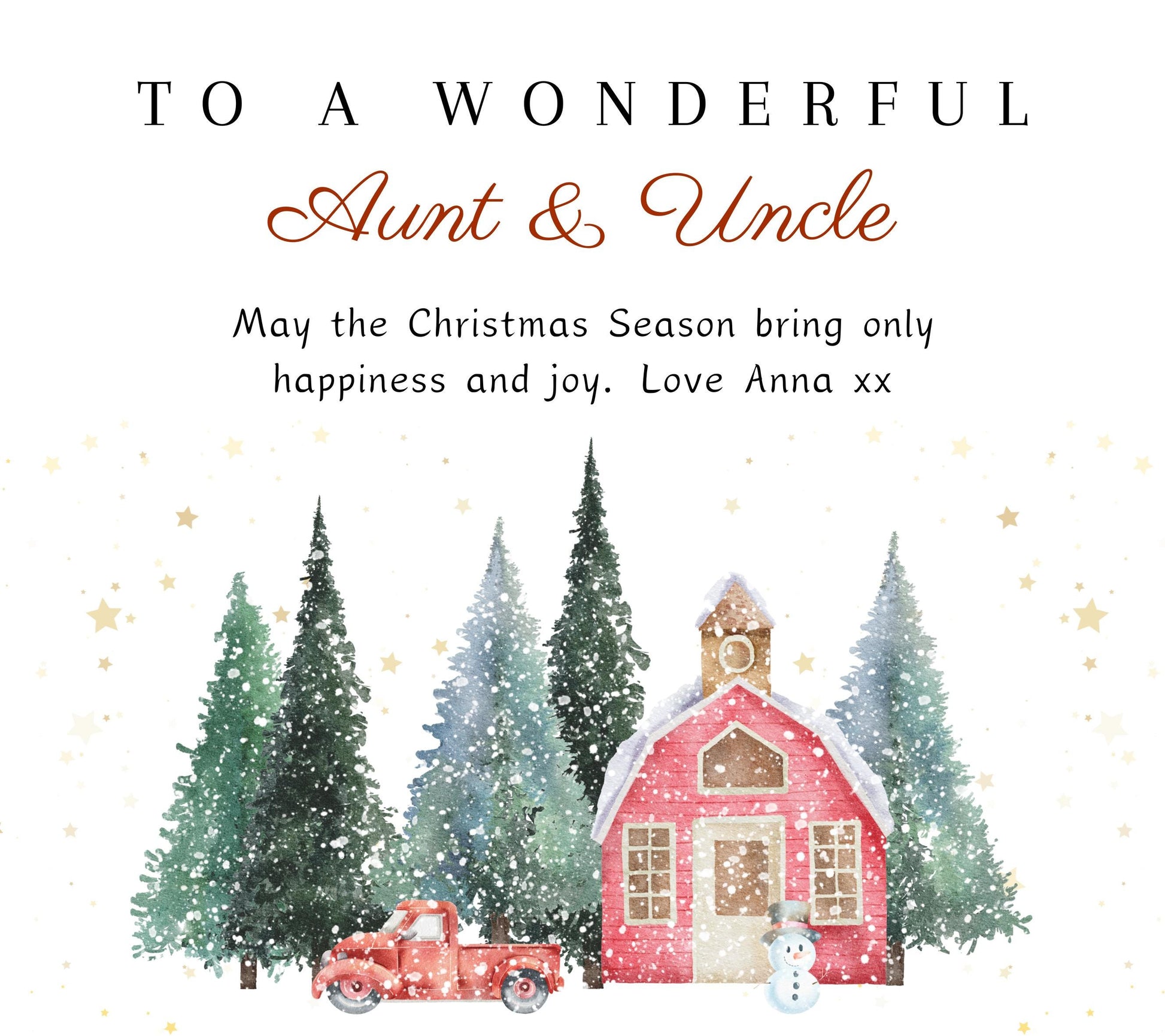 Christmas Candle Gift for Aunt and Uncle, Merry Christmas Personalised Candle Present for Wonderful Auntie & Uncle, Christmas Eve Present