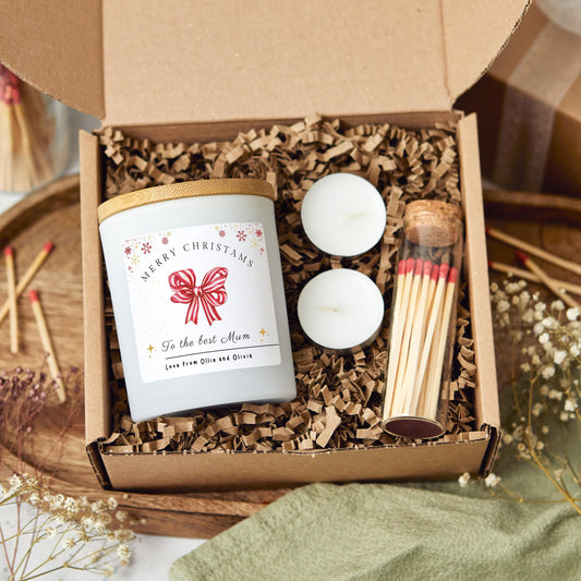 Christmas Candle Personalised Present for Mothers, Merry Christmas to The Best Mum, Christmas Gift for Wife, Christmas Eve Stocking Filler