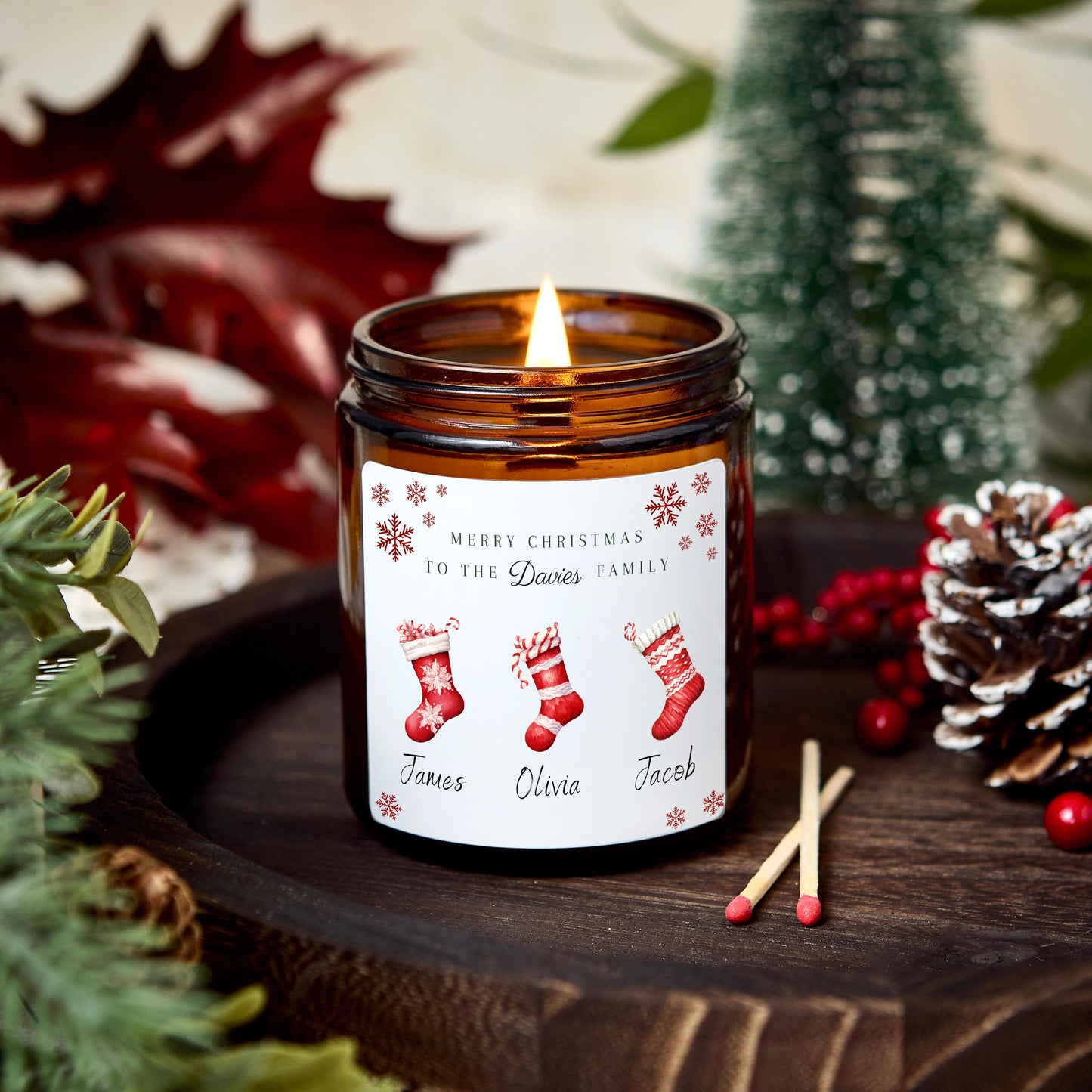 Christmas Gift for Family, Merry Christmas To Special Family Personalised Candle Present for Mum and Dad, Christmas Eve Stocking Filler
