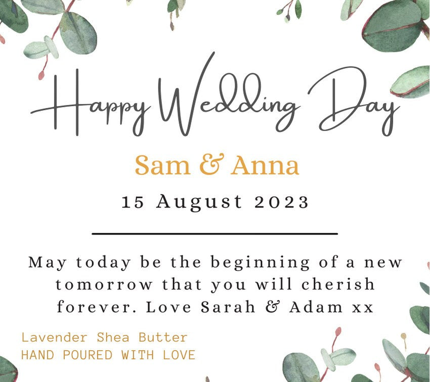 Happy wedding day, wedding candle, scented candle, soy wax candle