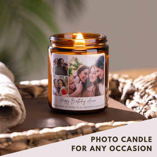 Photo candle for any occasion, birthday candle, personalised candle, scented candle made with soy wax