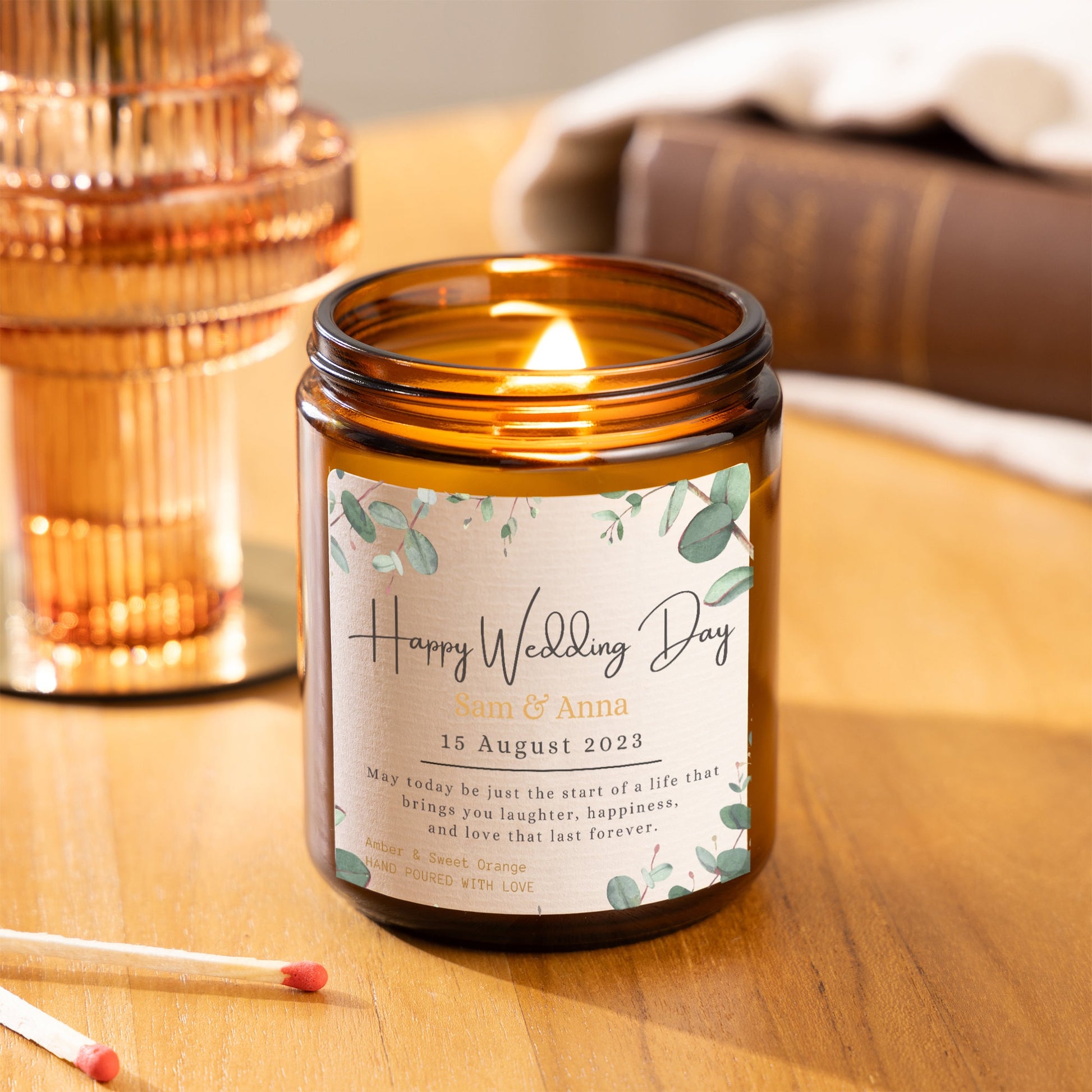 Happy wedding day, wedding candle, scented candle, soy wax candle