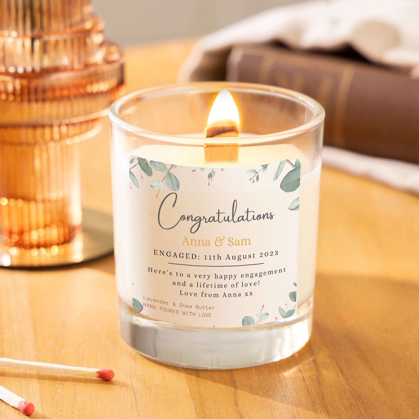 engagement candle, congratulations on engagement candle, scented candle, soy wax candle