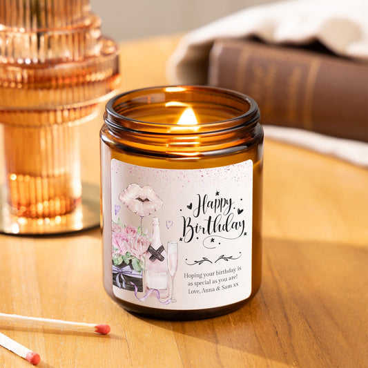 Personalised Candle Gift Set, Custom Birthday Presents for Her, Luxury Handmade Gift for 18th, 21st, 40th, 50th, 60th Birthdays (ANY AGE)