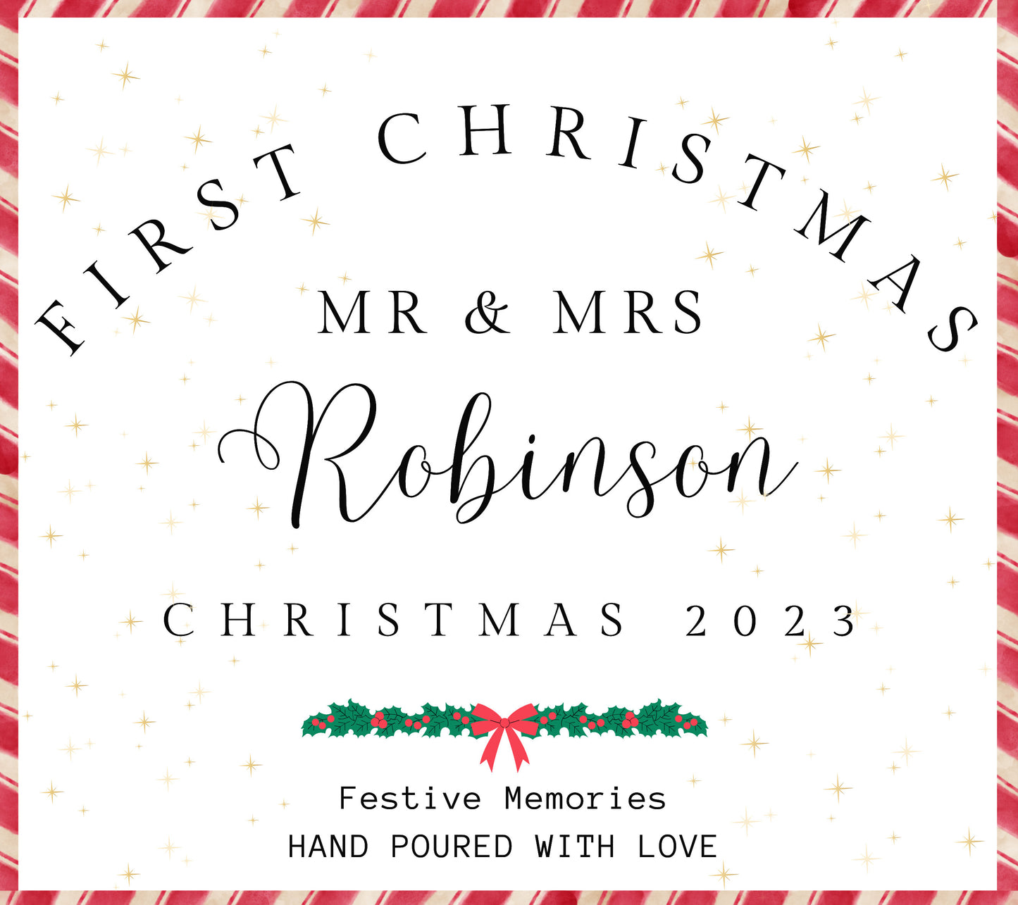 First Married Christmas Candle Gift Set, Christmas Hamper Mr & Mrs Gift, Personalised Christmas Candle