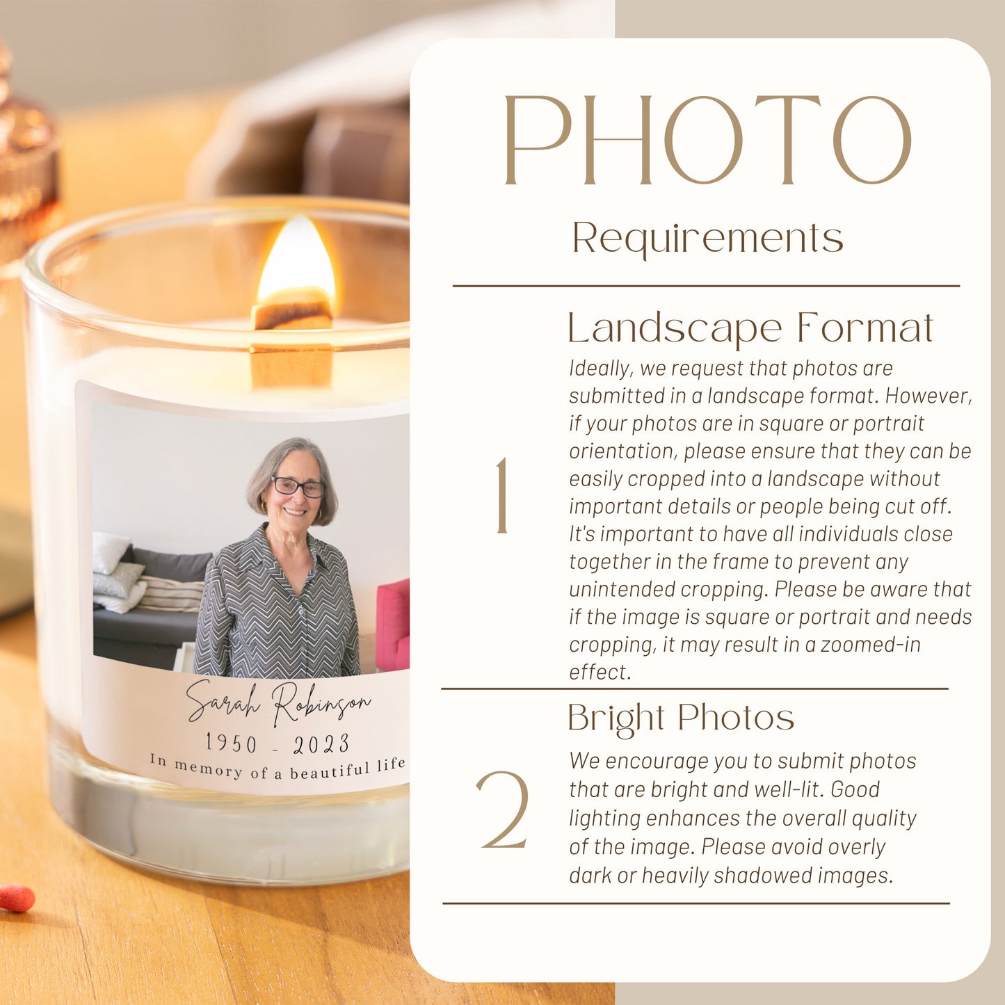 Memorial Photo Candle Personalised In Loving Memory Gift, Custom Candle Remembrance Gift