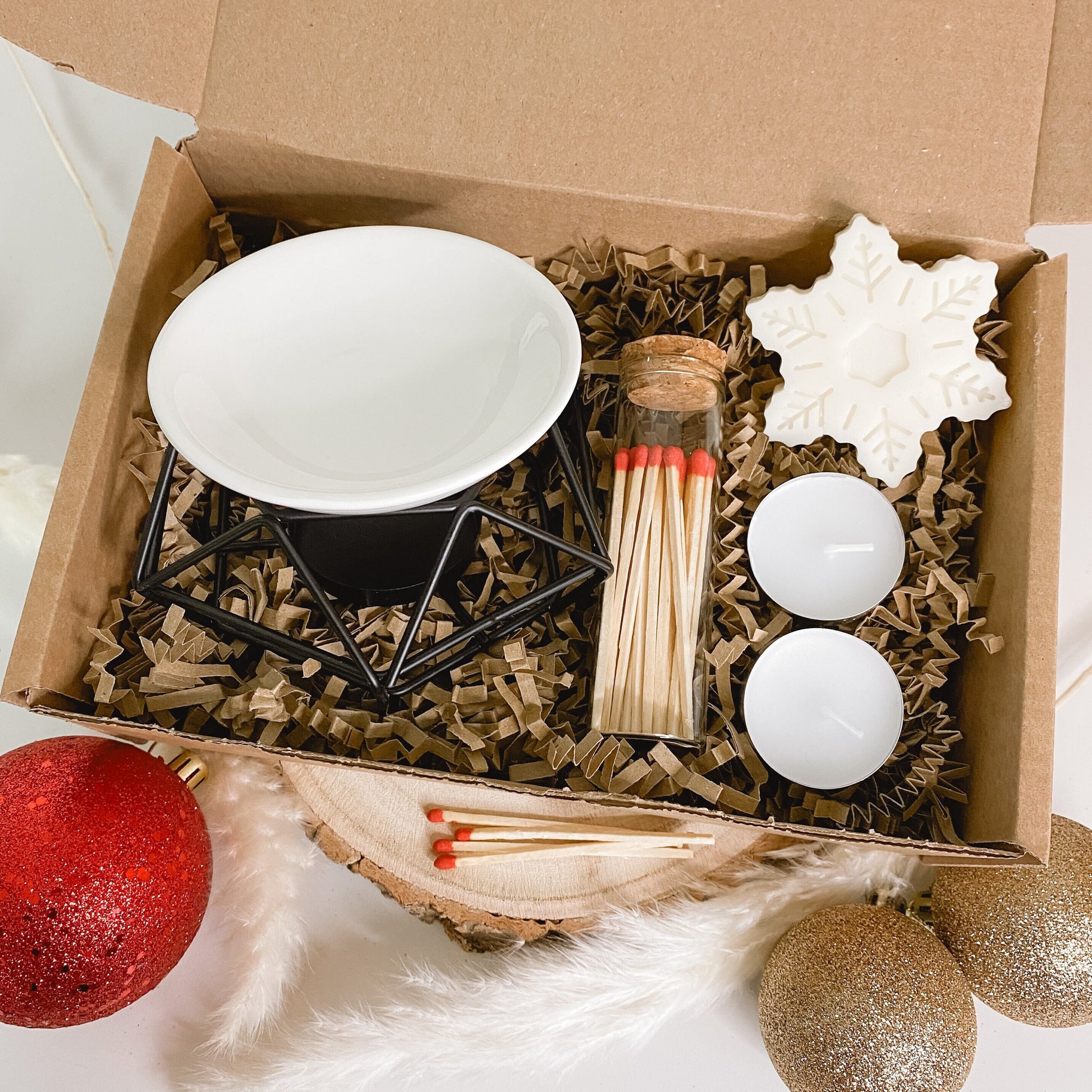 wax burner gift set - oil burner with matches and tea light