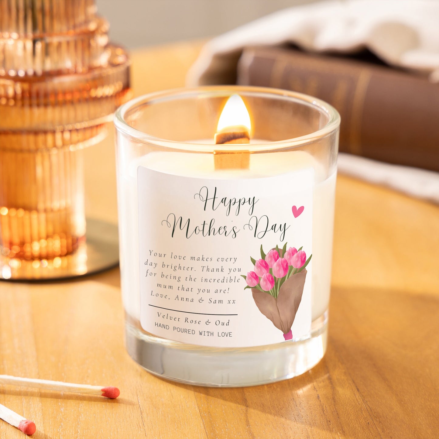 mothers day personalised gift scented candle made with soy wax