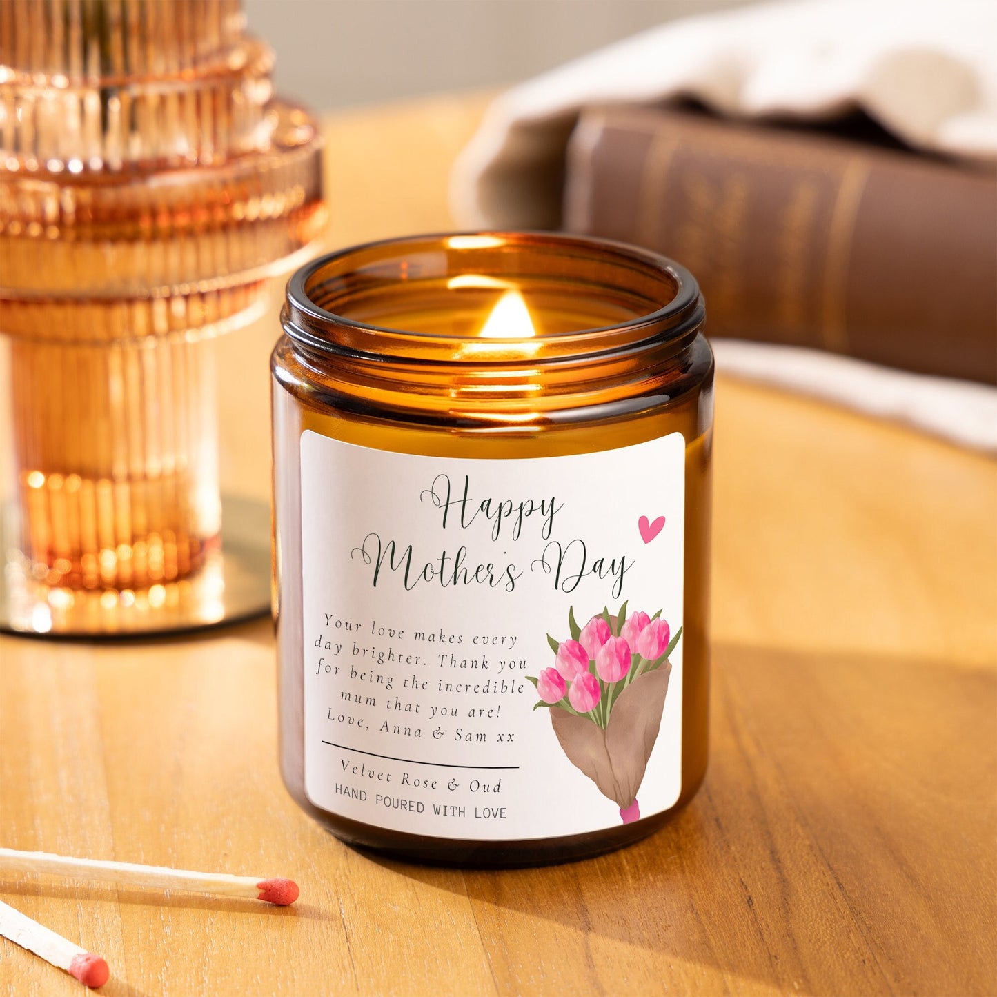 mothers day personalised gift scented candle made with soy wax