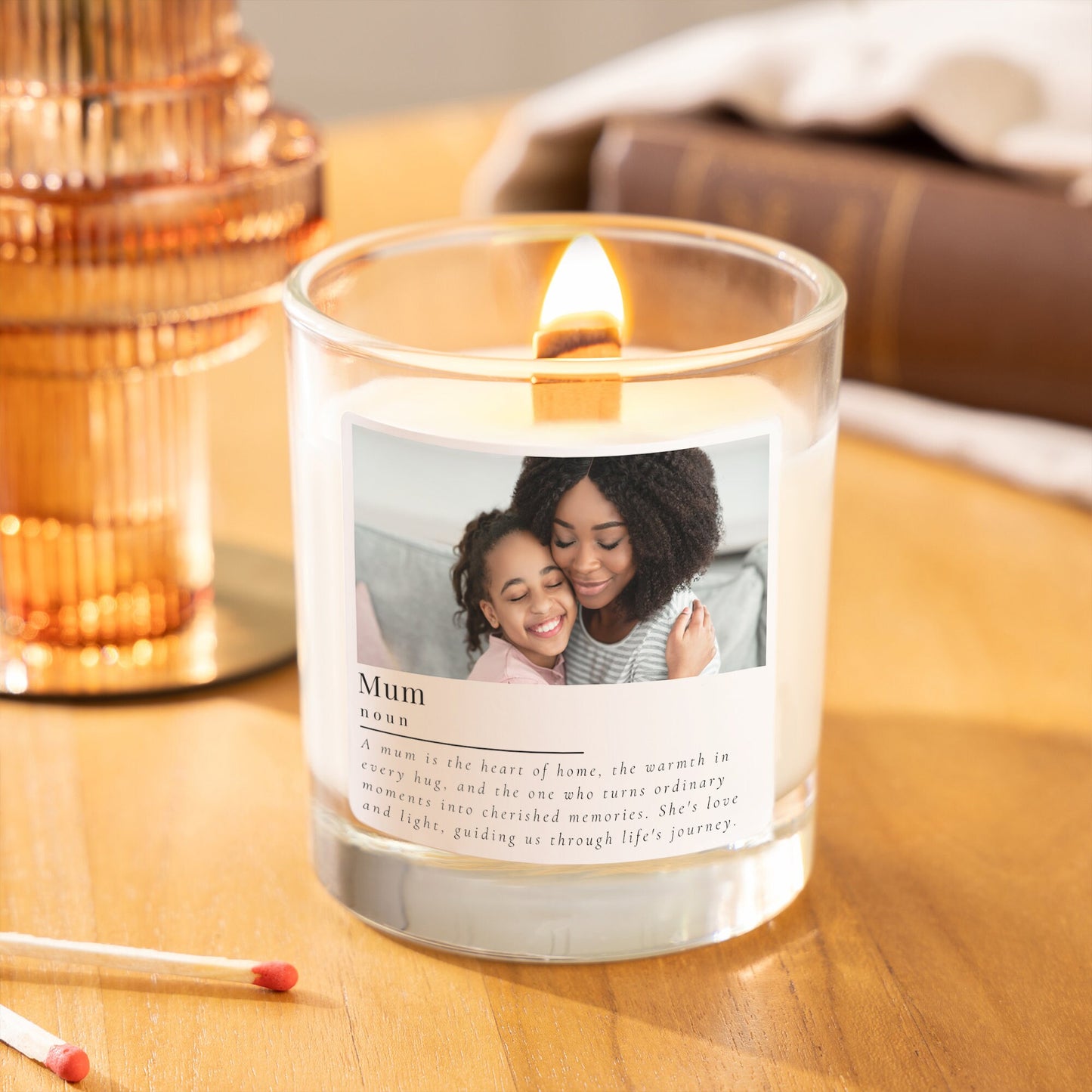 personalised scented candle for mothers day or mums birthday with photo