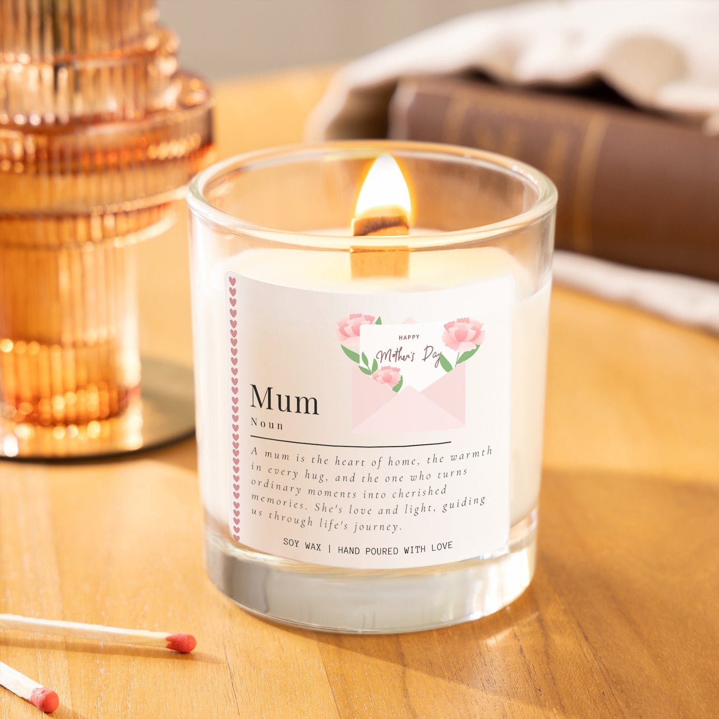 mothers day personalised gift scented candle made with soy wax